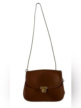 Kani Women's Brown leather turn lock mini Crossbody Bag chain strap